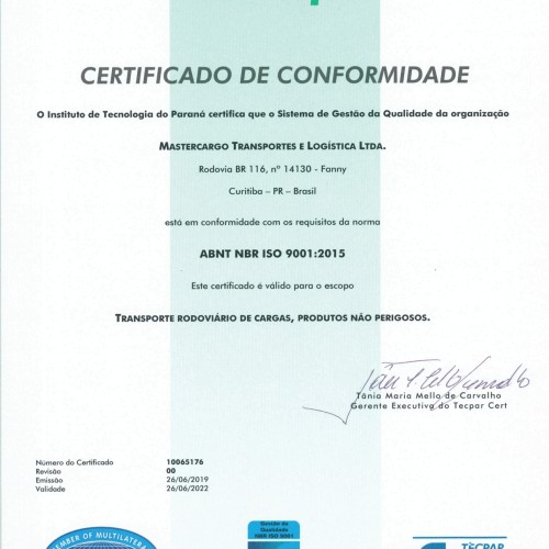 Certificado ISO 9001.2015